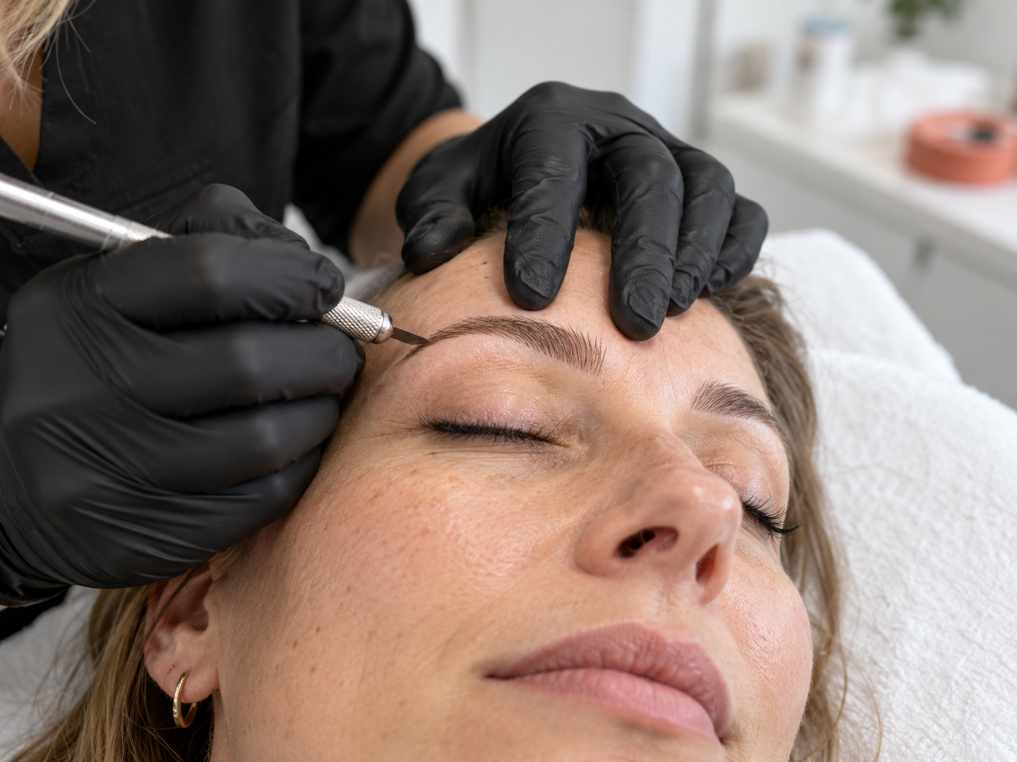 Präzises Augenbrauen-Microblading im Studio von Inci Beauty & Aesthetics